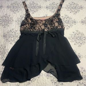Dark coquette asymmetrical hem fairy top